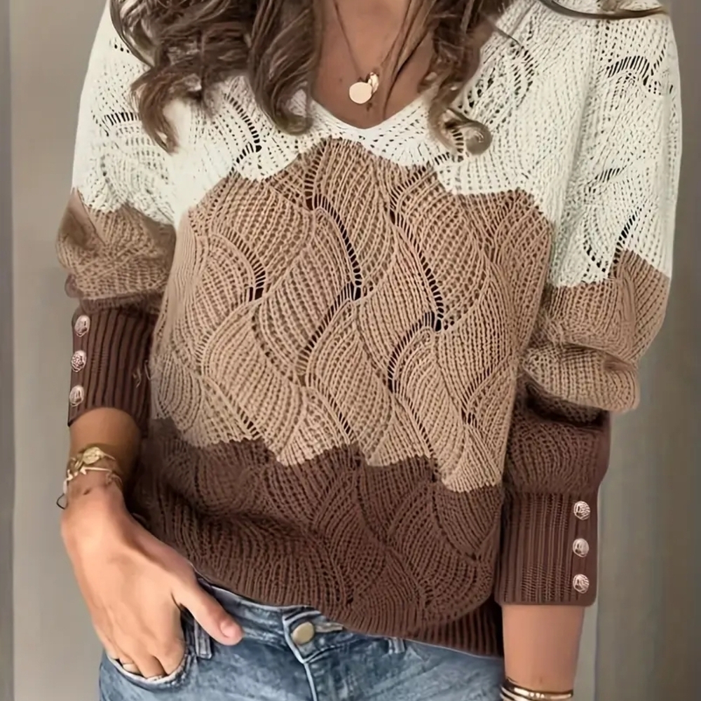 Colorblock V-Neck Sweater - Picture 7 of 7